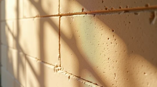 Mur ancien rénové avec peinture écologique respirante montrant la régulation naturelle de l'humidité